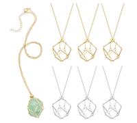 UNICRAFTALE 6 pz 2 colori Collana Porta Cristalli In Acciaio Inossidabile Intrecciato Macramè Sacchetto Porta Pietra Vuota Collana Regolabile Gabbia Collana Che Fa 51.2/51.3cm di Lunghezza per DIY