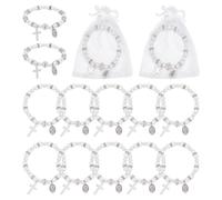 UNICRAFTALE 60 bracciali a forma di croce, per donne, con medaglione di cristo, con sacchetto a rete, regalo per battesimo, matrimonio, regalo cristiano, 5,5 cm