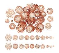 UNICRAFTALE 60 Pz 10 Stili 0.5/1/1.2mm Foro 304 Tappi Perline in Acciaio Inossidabile Oro Rosa - Estremità Vuote Fantasia Distanziatori Fiore Multi-Petalo Ciondoli