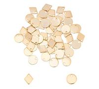 UNICRAFTALE 60 pz Rhombus & Flat Round Charms 304 ciondoli acciaioInossidabile 1.2mm Small Hole Charms Golden Flat Round Pendant Rhombus Pendant For Jewelry Making