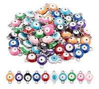 UNICRAFTALE 60pz Misti 10 Colori Smalto Link, Placcatura Sottovuoto in Acciaio Inossidabile Tondo Piatto con Connettori per Malocchio Ciondoli per Collana, Orecchini e Ciondolo Fai-da-Te