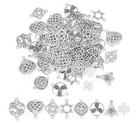 UNICRAFTALE 64 pezzi 8 stili di collegamento con nodo celtico ciondolo tibetano antico argento trinità ciondolo ciondolo in metallo cavo per la creazione di gioielli collane bracciali, Metallo non
