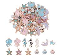 UNICRAFTALE 78 ciondoli colorati a tema oceano, 13 stili, a tema organismo marino, conchiglie, ciondoli per collane fai da te, bracciali, orecchini, creazione di gioielli, Metallo non prezioso