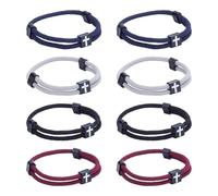 UNICRAFTALE 8 bracciali intrecciati in 4 colori, con corda a croce, per uomini e donne, per surf nautici, da spiaggia, con cordoncino, realizzati a mano, regalo di Pasqua