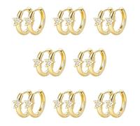 UNICRAFTALE 8 Pezzi Orecchini a cerchio in metallo per le donne placcato oro 18 K genuino con decorazione di stelle intarsiate di cristallo accessori per la fabbricazione di gioielli fai da te