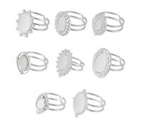UNICRAFTALE 8Pz 8 Stili Ovale Cabochon Castone Vassoio Vuoto Basi per Anelli Componenti per Anelli in Acciaio Inossidabile Anello Aperto per Polsino Regolabili Anello per Anelli per Gioielli Fa Da Te