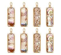 UNICRAFTALE Abalone Shell Pendente Paua Ciondolo Rettangolare Perline Naturali Pendenti Perle D'oro Perline Allentate Charm Per La Fabbricazione di Gioielli Collana Braccialetto Fai da Te, Metallo non