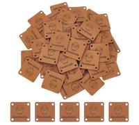 UNICRAFTALE Ca. 60 etichette etichette in ecopelle 25 mm quadrate etichette fatte a mano etichette in pelle etichette quadrate in rilievo per jeans fai da te pantaloni guanti cappelli accessori di