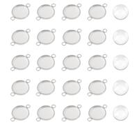 UNICRAFTALE Cabochon piatto rotondo ciondolo a cupola, con base in acciaio inox, cabochon, con cabochon in vetro, per la creazione di gioielli fai da te, Klein, Metallo non prezioso