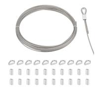 UNICRAFTALE Cavo in Acciaio Inossidabile Lungo 20m Da 3mm cavi per Aerei Cavom etallico Da Giardino con Ditali per Cavom etallico em anicotto Ad Anello di Aggraffatura in Alluminio per Luci Stringa