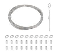 UNICRAFTALE Cavo in Acciaio Inossidabile Lungo 50m Cavo metallico 1mm Kit per Appendere Quadri Cavo per Aerei Cavo Metallico Da Giardino con Ditali e Manicotto Ad Anello per Crimpare Le Luci Stringa