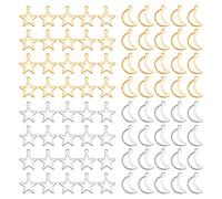 UNICRAFTALE Charms Hollow Star And 80pcs Charms In Acciaio Inossidabile 2 colori Ciondolo Piccolo Foro Pendenti In Metallo Ciondolo Liscio Piatto per Ciondola Creazione di Gioielli