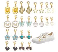 UNICRAFTALE Ciondoli in metallo a forma di stivale, a forma di cuore, stella, fiore, con anelli, lacci, decorazione per scarpe, per donne, scarpe da ginnastica, stivali, sandali, scarpe casual