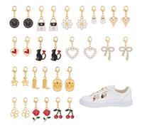 UNICRAFTALE Ciondoli in metallo a forma di stivale con anelli, smaltati in oro, ciondoli per lacci delle scarpe, albero di Natale, decorazione per scarpe, ciondolo per stivali, sandali, scarpe casual