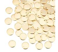 UNICRAFTALE Circa 100pz Ciondoli In Acciaio Inossidabile Ciondolo Rotondo Piatto Stampaggio Ciondoli Etichetta Vuota Ciondolo Dorato Ciondoli Foro Piccolo Collana Orecchino Gioielli Fare Foro 1.5mm