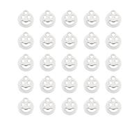 UNICRAFTALE Circa 100pz Ciondoli Sorriso Piatto Rotondo Ciondoli Viso Sorridente In Acciaio Inox Ciondoli Smiley Vuot Ciondoli Viso Emozionali In Metallo per Fai Da Te Bracciale Orecchino Collana