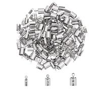 UNICRAFTALE Circa 150 pz 3 misure Piegature Pieghevoli Estremità Del Cavo In Acciaio Inossidabile Pieghevoli Estremità A Crimpare Perline A Crimpare per Gioielli, Colore Acciaio Inossidabile