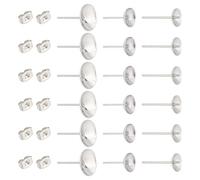 UNICRAFTALE Circa 150 Pz 3 Taglie in Acciaio Inossidabile Orecchini con Cabochon Piatta Rotonda Perno Perle Tazza di Perle Colla sul Post Orecchini Pin con Dadi per Orecchino