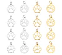 UNICRAFTALE Circa 16 pezzi 2 stili di impronte di zampe di cane ciondoli in acciaio inossidabile dorato e acciaio inossidabile colore ciondolo per la fabbricazione di gioielli, foro 4 mm