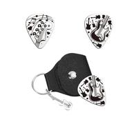 UNICRAFTALE Circa 2 plettri per chitarra in acciaio inox, set per chitarra con custodia in pelle PU, accessori per chitarra personalizzati per chitarristi