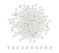 UNICRAFTALE Circa 200 perline in ottone testurizzate 3 mm di diametro perline argento 925 placcato rotondo per artigianato perla distanziatore con finitura opaca Fornitura di gioielli all'ingrosso per