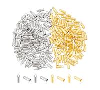 UNICRAFTALE circa 200Pz 2 Colori Tappi Terminali per Colonne 2mm Estremità Interne In Ottone Estremità Del Cavo Estremità Del Cavo Rotonde Lisce Braccialetti In Pelle per Gioielli Foro 1.6mm