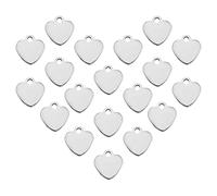 UNICRAFTALE Circa 200pz di Ciondoli A Forma di Cuore In Acciaio Inossidabile con Taglio Laser, Charms In Metallo con Tag In Bianco, Ciondolo Liscio A Forma di Cuore per Ciondolo Collana e Orecchini