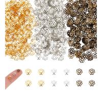 UNICRAFTALE circa 2100 Pz 3 Colori Tappi per Perline In Ferro Tappi Terminali per Perline In Filigrana Tappi Terminali per Fiori In Metallo Tappi per Perline Multi Petalo Cavi per Braccialetti
