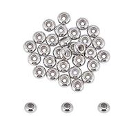 UNICRAFTALE Circa 30 pz 6mm Rondelle Stopper Beads Perline Cursore in Acciaio Inossidabile con Gomma all'Interno 2mm Hole Bead Find for Jewelry Making, Colore Acciaio Inossidabile