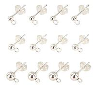 UNICRAFTALE Circa 30pcs 3/4/5mm Orecchino A Perno con Sfera con Dado'Orecchio Orecchino in Acciaio Ipoallergenico con Anello Color Argento Orecchino Che Trova per Orecchini Fai da Te Creazione