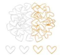 UNICRAFTALE circa 40Pz 2 Colori Anelli di Collegamento A Forma di Cuore Cavo Placcati In Oro 24K Ciondoli A Forma di Cuore Connettori Gioielli Cornici In Ottone Connettori per Braccialetti Collane