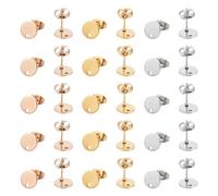 UNICRAFTALE Circa 42 pz 3 Colori 8mm Orecchino A Bottone Rotondo Piatto con Anello in Acciaio Inossidabile Orecchino con Dorsi'Orecchino 0.8mm Orecchino Rotondo Vuoto per Creazione di Gioielli