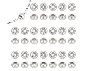 UNICRAFTALE Circa 50 pezzi 8mm Rondella Tappo Perline in Acciaio Inox Slider Perline con Gomma Interno 2mm Foro Perla Trova per la fabbricazione di Gioielli, Colore Inox