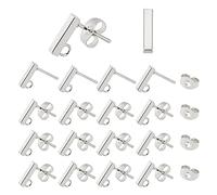 UNICRAFTALE Circa 50 pz Rettangolo Orecchini A Lobo Impostazioni Orecchini A Lobo in Acciaio Inossidabile con Anello e Dadi per Le Orecchie Orecchino A Perno da 0.8 mm Trovare Fai da Te