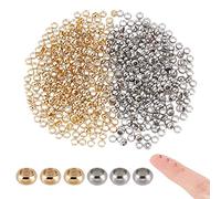 UNICRAFTALE Circa 600 pz 2 Colori 304 Perline Distanziali In Acciaio Inossidabile 2mm Perline Rondelle Sciolte Lisce Perline Tappo Perline A Crimpare In Metallo per Creazione di Gioielli
