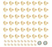 UNICRAFTALE Circa 60pz 18K Placcato Oro Grezzi Orecchini A Perno Cabochon Rotondi Orecchini Castoni Vassoi Perno In Acciaio Inossidabile Risultati A Tazza con Anello e Retro Dell'Orecchino per DIY