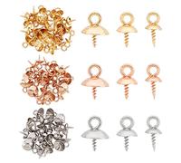 UNICRAFTALE Circa 90 pz 3 dimensioni e Colori Ciondoli con Perno In Acciaio Inossidabile per Perline Semiforate Coppa con Perno A Vite con Perno A Occhiello Da 1.2 mm Pendenti con Perno A Vite