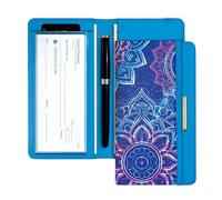 UNICRAFTALE Custodia per libretto degli assegni in pelle per uomini e donne, portafoglio con portapenne, divisore in plastica trasparente integrato per duplicati assegni, blocco porta carte di credito