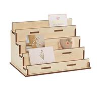 UNICRAFTALE Espositore per biglietti di auguri in legno a 4 livelli, portatile, per biglietti di auguri di Natale, organizer per biglietti da visita, cartoline, biglietti di auguri, per esposizione da