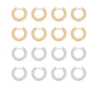 UNICRAFTALE Huggie - Orecchini a cerchio in 2 colori, 20 mm, rotondi, con chiusura a leva, in metallo, per la creazione di gioielli, 12 pezzi