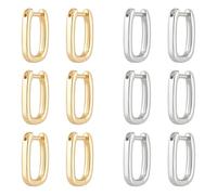 UNICRAFTALE Orecchini a cerchio Huggie, 10 Parigi, placcati in oro 18 carati, lunghezza 15,5 mm, ovali, senza fine, per donne, fai da te