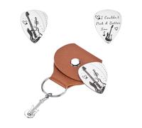 UNICRAFTALE Plettri per Chitarra I Couldn'T Pick A Better Son Double Side Stili Diversi Plettro per Chitarra Set per Chitarra A Plettro 1PC Portachiavi per Plettro In Acciaio Inossidabile con Custodia