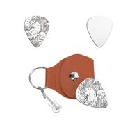 UNICRAFTALE Plettro per chitarra regali portachiavi plettro per chitarra in acciaio inossidabile, motivo onde personalizzate con custodia in pelle PU, ideale per compleanno o concerto