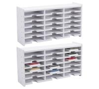 UNICRAFTALE Set di 2 18 scomparti per timbri, scaffalatura autoassemblata, in plastica PVC, organizzatore per desktop, impilabile, montaggio a parete