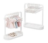 UNICRAFTALE Set di 2 grucce in plastica da 17 cm in miniatura per vestiti per bambole, piccole scarpiera bianca per riporre abiti e scarpe per bambole, accessori per casa delle bambole e decorazioni