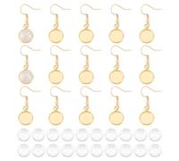 UNICRAFTALE Set di 30 orecchini a forma di cabochon, in acciaio inox, con montatura piatta, rotonda, dorata, a cupola nuda, in vetro trasparente, con cabochon, per la creazione di gioielli