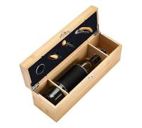 UNICRAFTALE Set di cassette per vino in legno robusto, spessore 36,1 x 11,1 x 12 cm, per una bottiglia, con 4 apribottiglie, contenitore per vino in legno massiccio come regalo di inaugurazione o