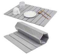 UNICRAFTALE Silberstein, tappetino per asciugare i piatti, per banconi da cucina, 59 x 38,8 cm, ad asciugatura rapida, assorbente, pieghevole, con tappetino antiscivolo e carta vetrata per stoviglie