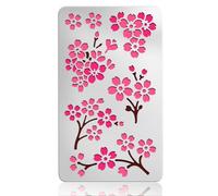 UNICRAFTALE Stencil di fiori di ciliegio per dipingere su legno e pareti Stencil di fiori riutilizzabili Modelli da disegno in acciaio inox di fiori di ciliegio Stencil per pittura di decorazione