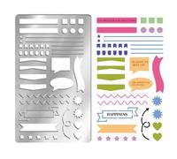 UNICRAFTALE Stencil in metallo per righe di giornale elenchi banner stencil planner pirografia su legno modello di diario a pois in acciaio inossidabile modelli riutilizzabili per disegno Scrapbooking